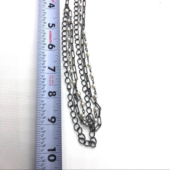 Messy Layered Pearl Necklace Gunmetal Black Rhodium Plated Sterling Silver - Picture 7 of 8